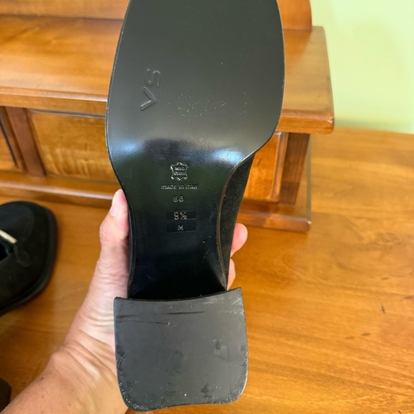 NEW Via Spiga Rambo Black Eru Calf Suede Loafers block heel size 9.5 slip on - Picture 6 of 13